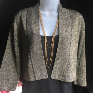 Ronni Nicole Black & Gold Lurex Knit Shrug - Sz S